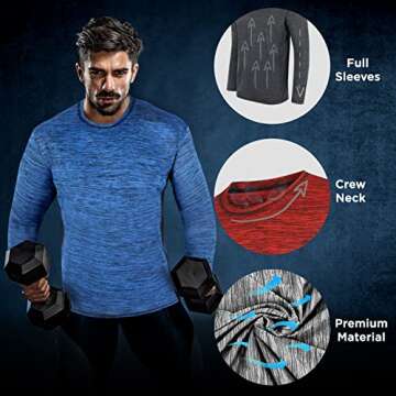 High Energy Long Sleeve Workout Shirts for Men 4 Pack