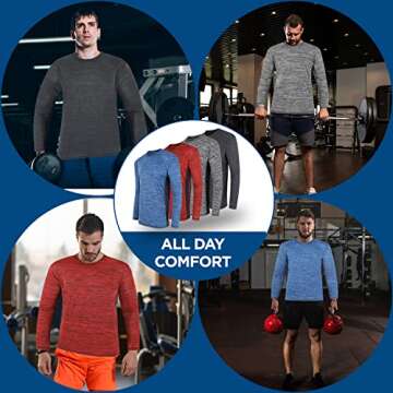 High Energy Long Sleeve Workout Shirts for Men 4 Pack
