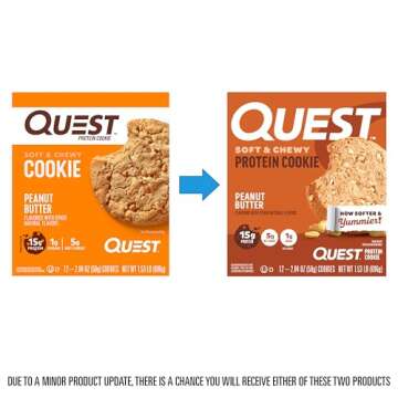Quest Nutrition Peanut Butter Protein Cookie, 1g Sugar, 15g Protein, 5g Net Carbs, 12 Count