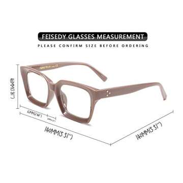 FEISEDY Glasses Frame Womens, Square Thick Eyeglasses Frame, Classic Eyewear for Men B2461