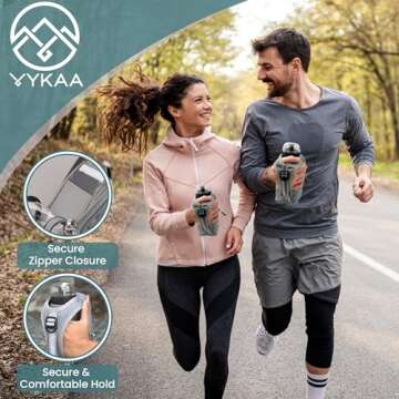 VYKAA Handheld Running Water Bottle (17oz) | Water Bottle Phone Holder | Secure Seal & Non-Slip Rubb...
