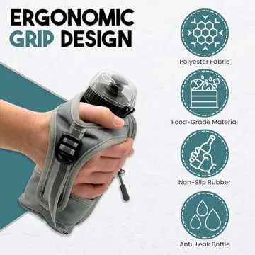 VYKAA Handheld Running Water Bottle (17oz) | Water Bottle Phone Holder | Secure Seal & Non-Slip Rubber Grip | Phone Holder for Running | Handheld Water Bottle Running | Running Water Bottle Hand