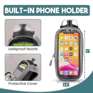 VYKAA Handheld Running Water Bottle (17oz) | Water Bottle Phone Holder | Secure Seal & Non-Slip Rubber Grip | Phone Holder for Running | Handheld Water Bottle Running | Running Water Bottle Hand