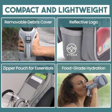 VYKAA Handheld Running Water Bottle (17oz) | Water Bottle Phone Holder | Secure Seal & Non-Slip Rubber Grip | Phone Holder for Running | Handheld Water Bottle Running | Running Water Bottle Hand
