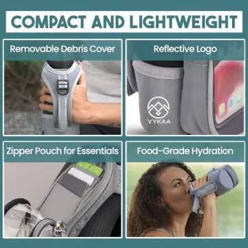 VYKAA Handheld Running Water Bottle (17oz) | Water Bottle Phone Holder | Secure Seal & Non-Slip Rubber Grip | Phone Holder for Running | Handheld Water Bottle Running | Running Water Bottle Hand