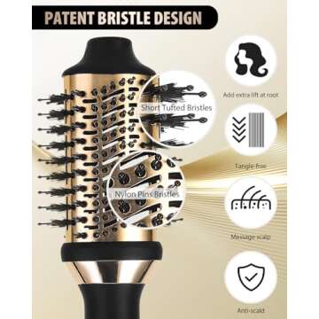 BEITMISS Hair Dryer Brush, Blow Dryer Brush Oval Barrel for Quick and Salon-Quality Results, Detachable Hot Air Brush with Ionic Technology Volumizer and Styler for Frizz Control and Shine