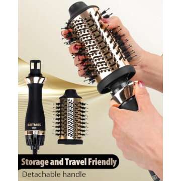 BEITMISS Hair Dryer Brush, Blow Dryer Brush Oval Barrel for Quick and Salon-Quality Results, Detachable Hot Air Brush with Ionic Technology Volumizer and Styler for Frizz Control and Shine
