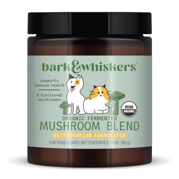 Bark & Whiskers Organic Fermented Mushroom Blend for Cats and Dogs, 2.11 Oz. (60g) - Supports Digest...