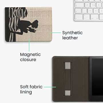 kwmobile Case Compatible with Amazon Kindle Paperwhite 11 Generation 2021 Case - PU Cover for Kindle Paperwhite Case w/Strap - Girl and Books Black/Beige