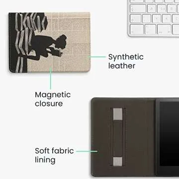 kwmobile Case Compatible with Amazon Kindle Paperwhite 11 Generation 2021 Case - PU Cover for Kindle Paperwhite Case w/Strap - Girl and Books Black/Beige