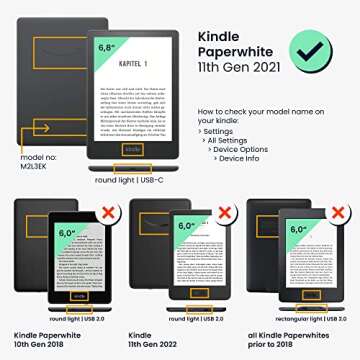kwmobile Case Compatible with Amazon Kindle Paperwhite 11 Generation 2021 Case - PU Cover for Kindle Paperwhite Case w/Strap - Girl and Books Black/Beige