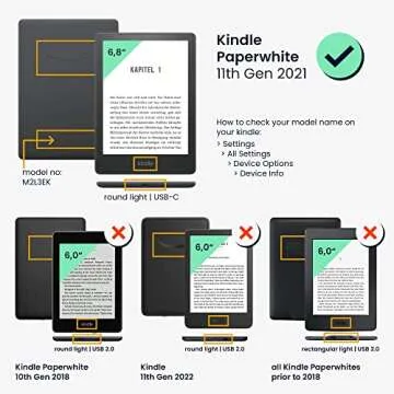kwmobile Case Compatible with Amazon Kindle Paperwhite 11 Generation 2021 Case - PU Cover for Kindle Paperwhite Case w/Strap - Girl and Books Black/Beige
