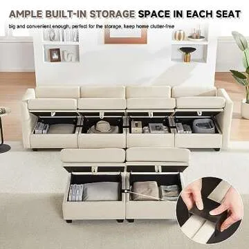 Weture Modular Sectional Sofa with Storage and Ottomans