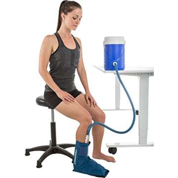Aircast Cryo/Cuff Cold Therapy: Ankle Cryo/Cuff with Non-Motorized (Gravity-Fed) Cooler, One Size Fits Most