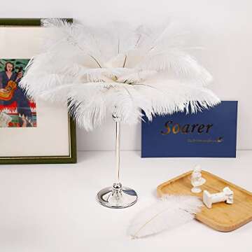 Soarer White Ostrich Feathers Bulk - 30pcs 8-10 inches for Wedding Party Centerpieces, Home Decorati...