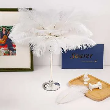 Soarer White Ostrich Feathers Bulk - 30pcs 8-10 inches for Wedding Party Centerpieces, Home Decorati...