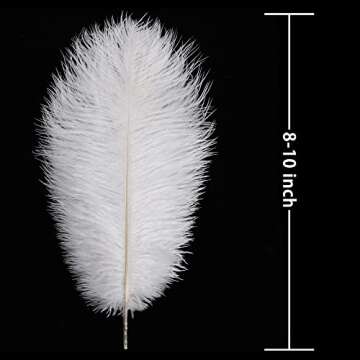 Soarer White Ostrich Feathers Bulk - 30pcs 8-10 inches for Wedding Party Centerpieces, Home Decorations and DIY Crafts (White)