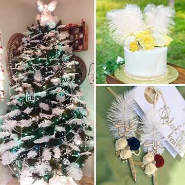 Soarer White Ostrich Feathers Bulk - 30pcs 8-10 inches for Wedding Party Centerpieces, Home Decorations and DIY Crafts (White)