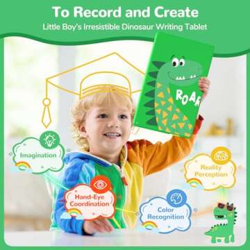 TECJOE LCD Writing Tablet for Kids, 11 Inch Drawing Tablets for Kids, Boys Toys Gifts Dinosaur Doodle Board, Toddlers Travel Games Learning Toy Christmas Birthday Gifts for 3 4 5 6 Year Old Boys Green