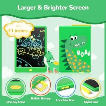 TECJOE LCD Writing Tablet for Kids, 11 Inch Drawing Tablets for Kids, Boys Toys Gifts Dinosaur Doodle Board, Toddlers Travel Games Learning Toy Christmas Birthday Gifts for 3 4 5 6 Year Old Boys Green