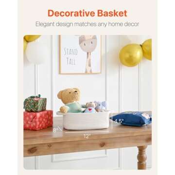 Small Woven Basket, 12 x 8 x 4.5 Inches, Small Storage Baskets for Organizing, Gift Baskets Empty, C...