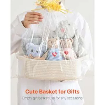 Small Woven Basket, 12 x 8 x 4.5 Inches, Small Storage Baskets for Organizing, Gift Baskets Empty, Cute Small Rope Shelf Closet Storage Bins Baskets for Shelves, Dog Toy Basket, 3 Packs, Off White