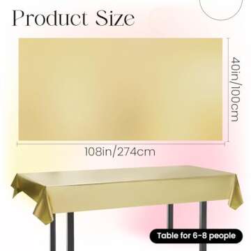 Just Shimmer 2 pcs Gold Tablecloth - Stunning Metallic Matte Finish 40" x 108" for All Occasions