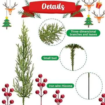 60 Pcs Christmas 3D Artificial Pine Branches Set