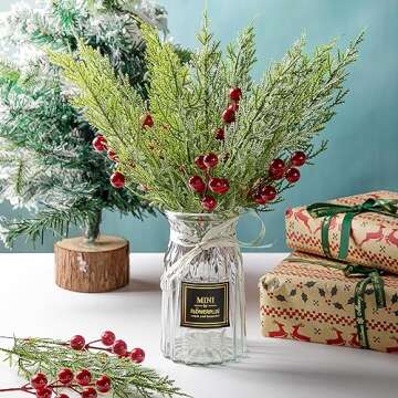 60 Pcs Christmas 3D Artificial Pine Branches Set