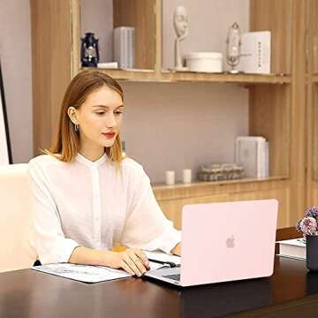 MOSISO Compatible with MacBook Air 13 inch Case 2022 2021 2020 2019 2018 Release A2337 M1 A2179 A1932 Touch ID, Plastic Hard Shell Cover&Keyboard Cover for MacBook Air 13.3 inch Case, Chalk Pink