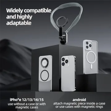TELESIN° Magnetic Neck Mount for Phones, Neck Cell Phone Holder POV/Vlog Selfie Mount Hand Free Phone Neck Holder Chest Stand Strap Video Recording for iPhone 16 15 14 13 12 Seires Android Phones Gray