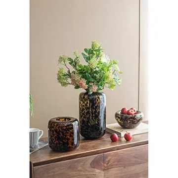 A&B Home Decorative Amber Tortoise Glass Vase