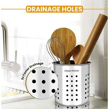 Stainless Steel Cooking Utensil Holder - Modern Kitchen Essential