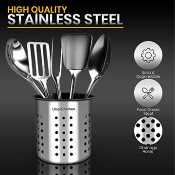 Stainless Steel Cooking Utensil Holder - Modern Kitchen Essential