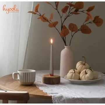 Hyoola 12 Pack Tall Taper Candles - 12 Inch Taupe Dripless, Unscented Dinner Candle - Paraffin Wax with Cotton Wicks - 10 Hour Burn Time.