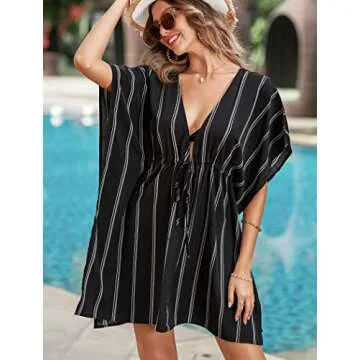 ADOME Women's Swim Cover Ups for Beach Swimwear Summer Casual Loose Beach Dress Black