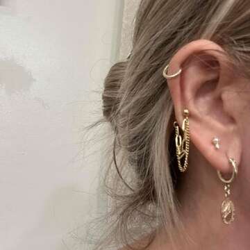 Tsnamer 14K Gold Plated Drop Chain Link Dangle Earrings for Women Threader Earrings (Gold)