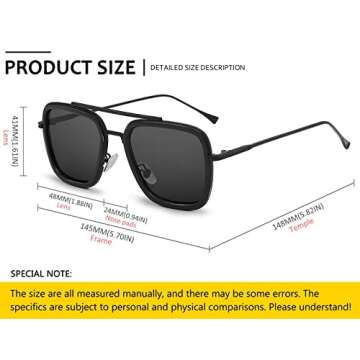 SHEEN KELLY Retro Tony Stark Sunglasses Vintage Square Metal Pilot Eyeglasses Men Women Spider Man