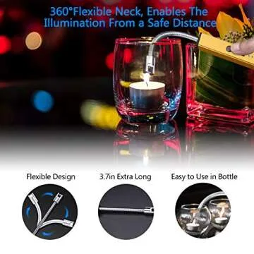 Aolfay Lighter,Rechargeable Lighter Candle Lighter Electric Lighter USB Lighter ​Grill Lighter Plasma LED Battery Display Safety Switch Arc Lighter for Camping Cooking BBQ Fireworks, Gold