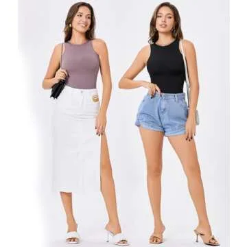 BRABIC Black Bodysuits for Women Shapewear Tummy Control Seamless Body Shaper Crew Neck Sleeveless Tank Top Bodysuit (Black, Medium)