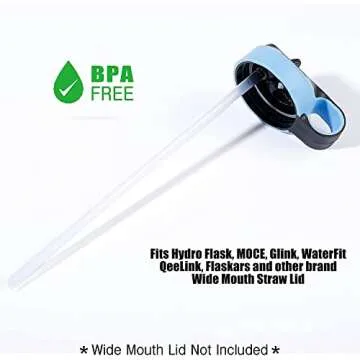 Greant 6 Pack Replacement Straws for Hydro Flask Straw Lid Wide Mouth Bottle with Straw Brush, 8 mm Plastic Straw for Hydroflask 32 oz (compatible with Hydroflask Wide Mouth)