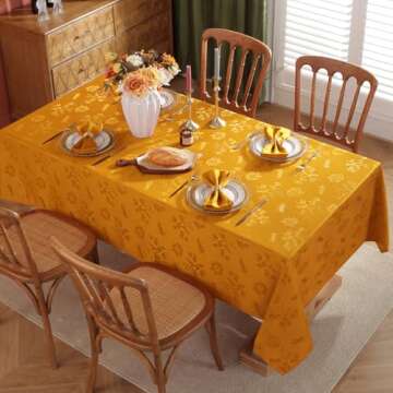 SASTYBALE Christmas Fall Tablecloth Rectangle, 52 x 70 Inch Jacquard Elegant Damask Table Cloth, Dus...