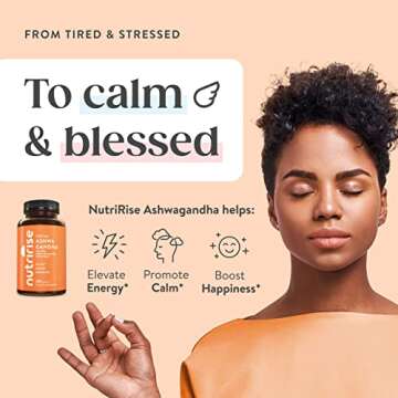 NutriRise Organic Ashwagandha Capsules for Stress Relief