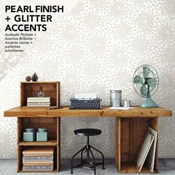 RoomMates RMK11480WP Beige Glitter Toss The Bouquet Peel and Stick Wallpaper, Large Sample