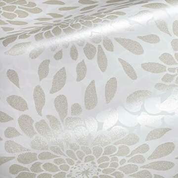 RoomMates RMK11480WP Beige Glitter Toss The Bouquet Peel and Stick Wallpaper, Large Sample
