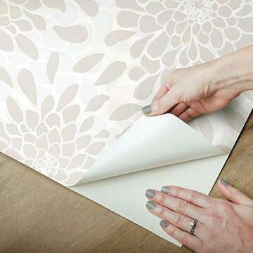 RoomMates RMK11480WP Beige Glitter Toss The Bouquet Peel and Stick Wallpaper, Large Sample