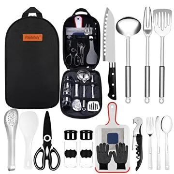 16-Piece Camping Kitchen Utensils Set - Portable Cooking Kit for Picnics, BBQs, and Camping Gear
