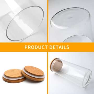 Encheng Glass Storage Containers with Bamboo Lids,15 OZ Glass Food Storage Jars with Airtight Lids,450ML Clear Kitchen Canister Food Jars for Pantry,Spice,Nuts,Oatmeal,Coffee,9 Pack