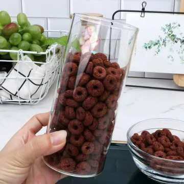 Encheng Glass Storage Containers with Bamboo Lids,15 OZ Glass Food Storage Jars with Airtight Lids,450ML Clear Kitchen Canister Food Jars for Pantry,Spice,Nuts,Oatmeal,Coffee,9 Pack