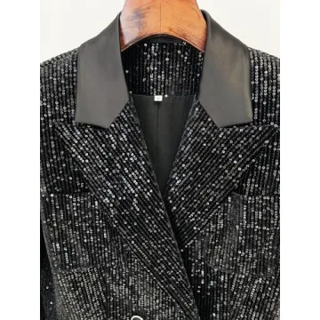 Stylish Platlogy Sequin Blazer Pant Suit Set for Parties
